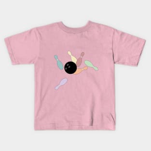 Bowling Ball and Colorful Pins Design Kids T-Shirt